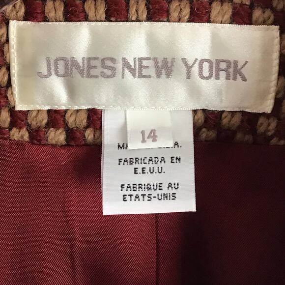 Jones New York Tweed Wool Blazer Jacket Red Camel Tan sz 14 NWT NEW - Picture 7 of 7